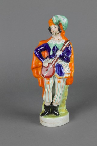 A 19th Century Staffordshire figure of a lute player 10" 