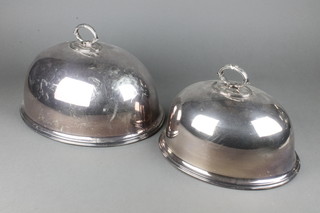 2 Edwardian silver plated dome topped meat covers 