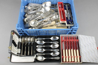3 silver plated cased sets and minor cutlery