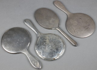 4 silver backed hand mirrors