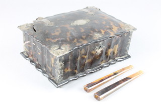 A silver plated mounted tortoiseshell trinket box 7" 