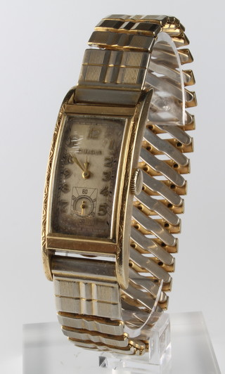 A 1930's gentleman's gold plated Bulova wristwatch with seconds at 6 o'clock 