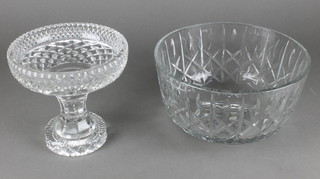 A cut glass tazza 7" and a ditto fruit bowl 9" 
