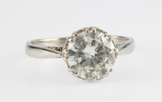 A platinum single stone diamond ring, approx 2ct together with IGR report, colour H/I, clarity VS2, size V