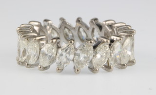 A white gold 20 stone eliptical cut diamond eternity ring, 3.2ct, size I