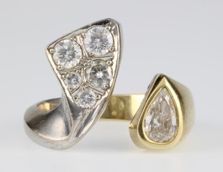 A 14ct gold open diamond set dress ring, size N 1/2