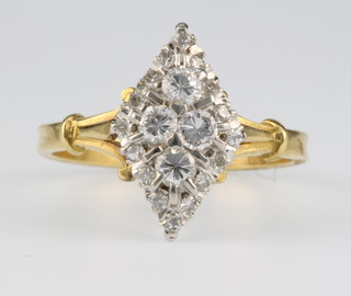 An 18ct gold diamond up finger ring, size N
