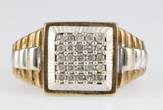 A gentleman's 9ct gold diamond set Rolex style ring, 6 grams, size Z 