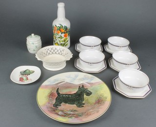 A Royal Doulton Series ware plate, a Beleek pot and cover and minor decorative china 
