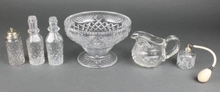 A cut glass pedestal bowl and minor cut glassware 