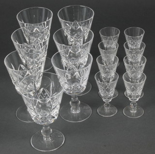 7 Stuart Crystal wine glasses and 8 liqueur glasses 
