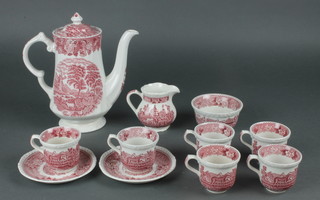 A Masons Ironstone coffee set, a pink dressing table set, a Indian vase and ewer and minor glassware etc