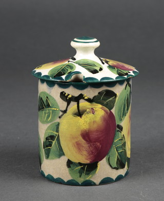 A Wemyss ware preserve pot decorated with apples 5" 