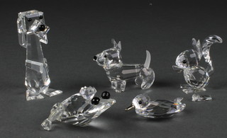 A Swarovski figure of a frog 2" and 4 other glass animals