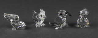 A Swarovski figure of a seal 1" and 3 other animals