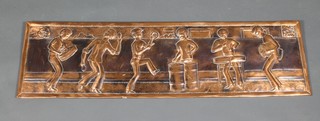 R Mungal, a Trinidadian copper plaque depicting a steel band 30 1/2" x 48" 