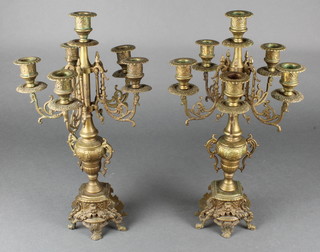 A pair of 19th Century brass 5 light candelabrum 