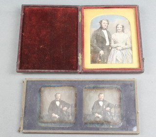 Kilburne, a daguerreotype portrait of a standing lady and gentleman and 1 other of a seated gentleman 