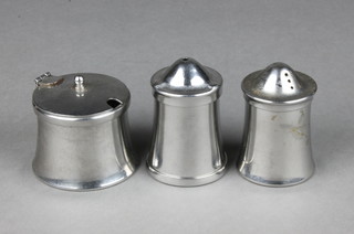 A Newhall 3 piece war office issue condiment set, base marked Newhall KR1760 60, 1955 patent no. 612131