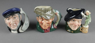 3 medium Royal Doulton character jugs - Captain Ahab D6506 4", The Poacher D8464 4" and Tam O'Shanter D6636 4" 