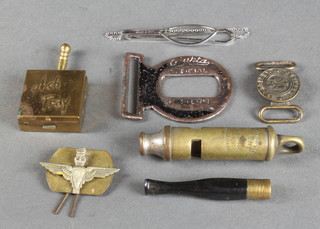 A Metropolitan patent whistle, a Parachute Regt. collar dog and other curios 