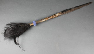 An African double edged dance spear with 12" blade together with a stick