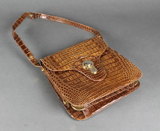 A 1960's crocodile effect handbag 