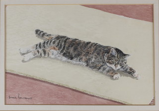 Derek Pearson, watercolour, study of a sleeping cat, signed 6" x 9", a ditto 6" x 9" 