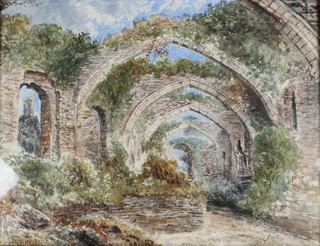 J H Taylor 1896, watercolour, study of a ruined church, signed and dated 14 1/2" x 19"  