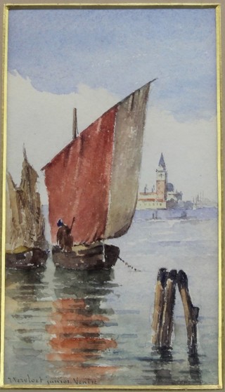 F Vervloet Jnr. watercolour "The Grand Canal Venice" signed 6 3/4" x 3 3/4" 