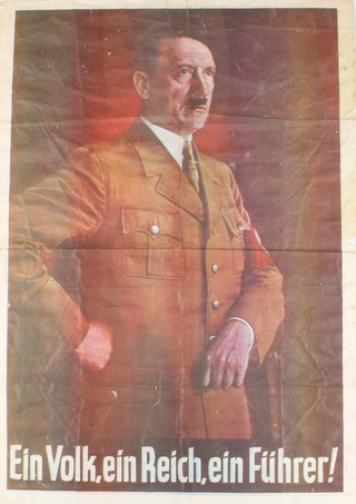 Poster, a study of Hitler "Ein Volk, Ein Reich, Ein Fuhrer!" 23" x 16" 