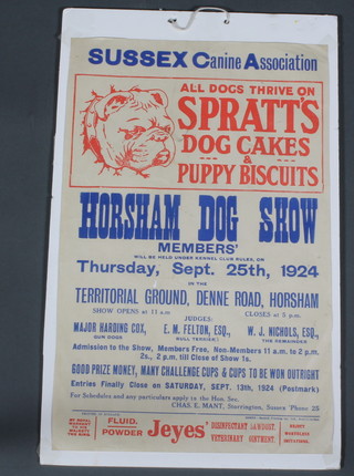 Poster, Sussex Canine Association 1924, unframed 17 1/2" x 11" 