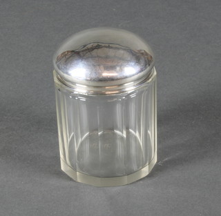An Edwardian silver mounted toilet jar Birmingham 1910 14" 