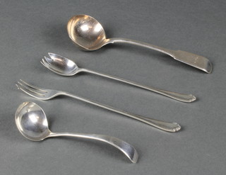 A silver ladle and 3 other items, 160 grams