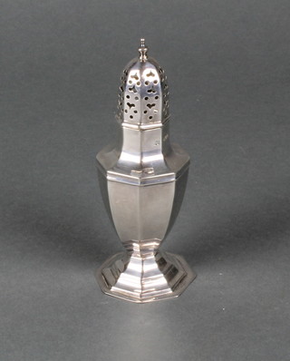An Art Deco silver sugar shaker of vase form Birmingham 1937, 94 grams 