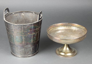 A silver plated ice bucket and a ditto tazza 