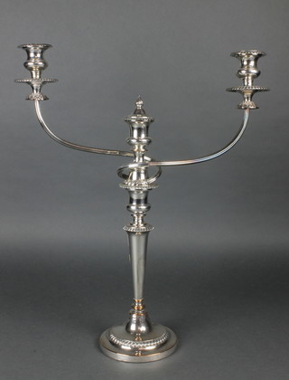 A silver plated 3 light candelabrum with gadrooned decoration 
