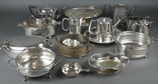 A silver plated entree set and minor plated items 