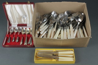 A quantity of silver plated cutlery and cased sets 