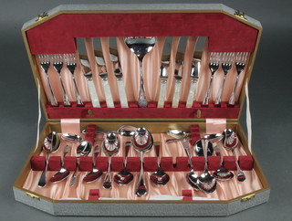 A cased canteen of silver plated cutlery 