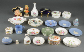 A collection of decorative china and boxes including Wedgwood Jasperware etc 