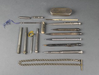 A collection of silver plated propelling pencils