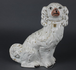 A Staffordshire figure of a seated Spaniel 14" 