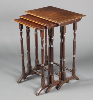 A nest of 3 19th Century rectangular mahogany interfitting coffee tables, largest 27 1/2"h x 20 1/2" x 14"