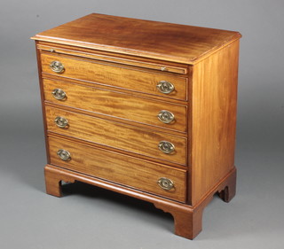 A 19th Century mahogany chest of small proportions fitted a brushing slide above 4 long graduated drawers, raised on bracket feet 28 1/2"h x 29"w x 16"d 