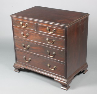 A Georgian mahogany chest of 2 short and 3 long graduated drawers with brass swan neck drop handles, raised on ogee bracket feet 28"h x 29"w x 18"w 