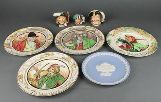 4 Royal Doulton Series Ware plates, a Wedgwood Jasperware ditto and 3 Royal Doulton character jugs 