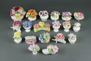 A collection of porcelain floral ornaments 