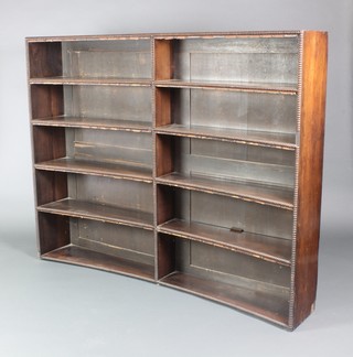 A Georgian rosewood concave open bookcase fitted 10 shelves 56"h x 70"w x 12"d 