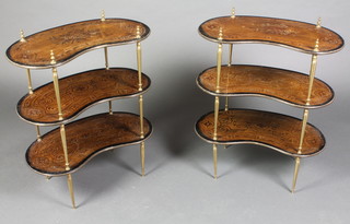 A pair of 19th/20th Century kidney shaped 3 tier etageres 24"h x 21"w x 12"d 